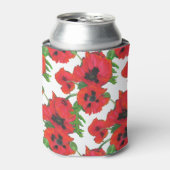 Helderrood-oosterse papavers op wit blikjeskoeler (Blikje Voorkant)