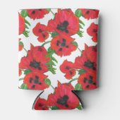 Helderrood-oosterse papavers op wit blikjeskoeler (Voorkant)