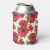 Helderrood-oosterse papavers op wit blikjeskoeler (Blikje Achterkant)