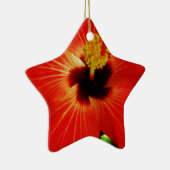 Helderrood Oranje Hibiscus Flower Keramisch Ornament (Rechts)