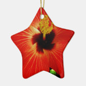 Helderrood Oranje Hibiscus Flower Keramisch Ornament (Links)