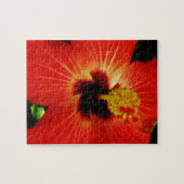 Helderrood Oranje Hibiscus Flower Legpuzzel (Horizontaal)