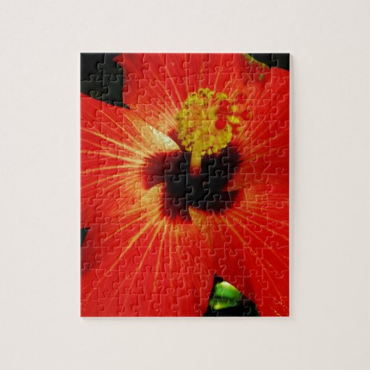 Helderrood Oranje Hibiscus Flower Legpuzzel (Verticaal)