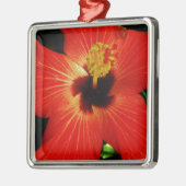 Helderrood Oranje Hibiscus Flower Metalen Ornament (Links)