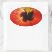 Helderrood Oranje Hibiscus Flower Ovale Sticker (Tas)