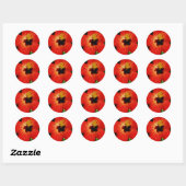 Helderrood Oranje Hibiscus Flower Ronde Sticker (Vel)