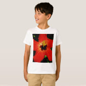 Helderrood Oranje Hibiscus Flower T-shirt (Voorkant volledig)