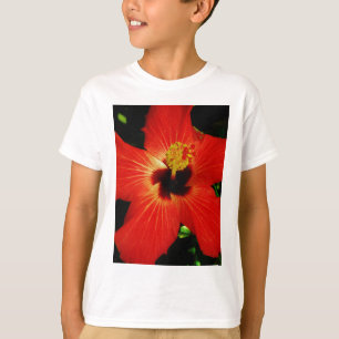 Helderrood Oranje Hibiscus Flower T-shirt