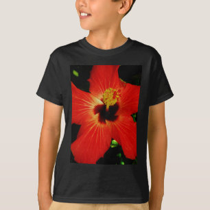 Helderrood Oranje Hibiscus Flower T-shirt