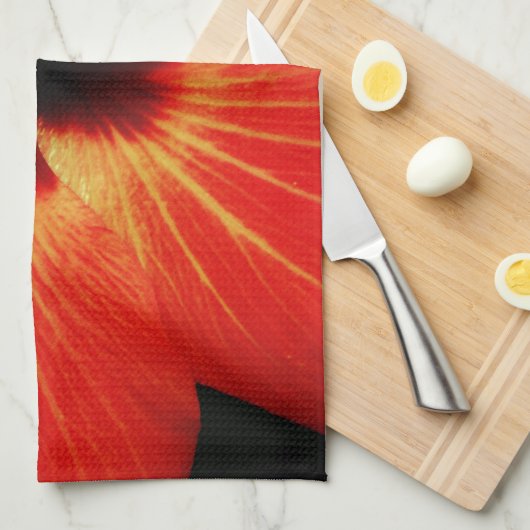 Helderrood Oranje Hibiscus Flower Theedoek (Quarter Fold)