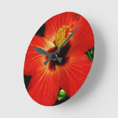 Helderrood Oranje Hibiscus-ventilator Ronde Klok (Hoek)