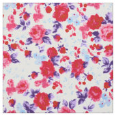Helderrood, Paars en roze Floral Pattern Stof (Swatch)
