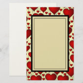 Helderrood Romantisch patroon Briefpapier (Voorkant / Achterkant)