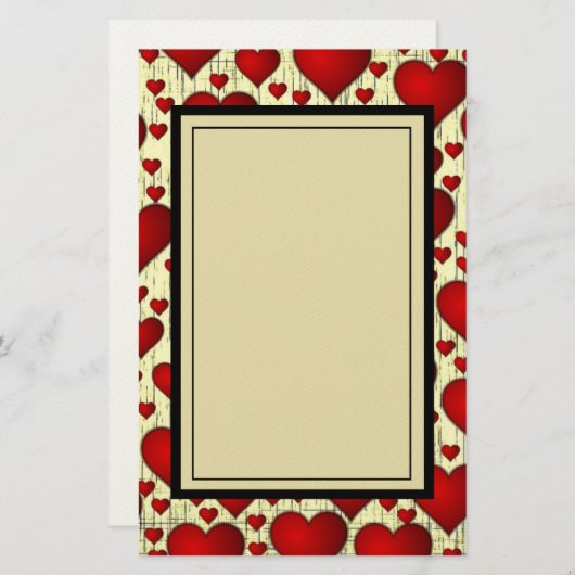 Helderrood Romantisch patroon Briefpapier (Voorkant / Achterkant)