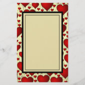 Helderrood Romantisch patroon Briefpapier (Voorkant)