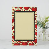 Helderrood Romantisch patroon Briefpapier (Staand voorkant)