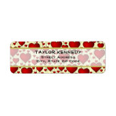 Helderrood Romantisch patroon Etiket (Voorkant)