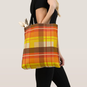HELDERROOD SINAASAPPEL GEEL BRUINE HERFST PLAID PA TOTE BAG
