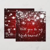 Helderrood | Stars Will You Be My Bridesmaid Kaart (Voorkant / Achterkant)