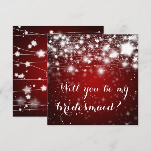 Helderrood | Stars Will You Be My Bridesmaid Kaart (Voorkant / Achterkant)