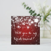 Helderrood | Stars Will You Be My Bridesmaid Kaart (Staand voorkant)