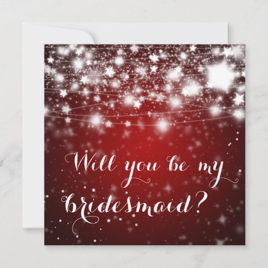 Helderrood | Stars Will You Be My Bridesmaid Kaart (Voorkant)