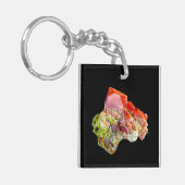 Helderrood sulfenietspecimen sleutelhanger (Voorkant Links)