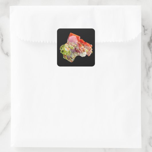 Helderrood sulfenietspecimen vierkante sticker (Tas)