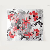 Helderrood ultieme grijs boho bloem wandkleed (Voorkant (horizontaal))