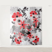 Helderrood ultieme grijs boho bloem wandkleed (Voorkant)