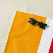 Helderrood Wit Geel Sinaasappel Racing Stripes Strandlaken (In situ)