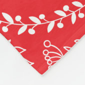 Helderrood wit laat floral monogram patroon fleece deken (Hoek)