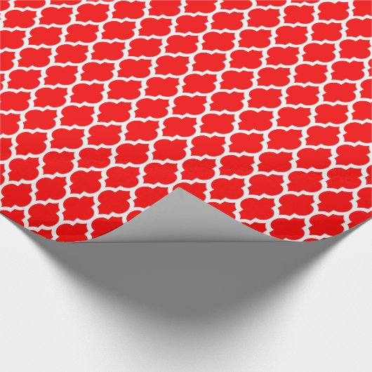 Helderrood wit Marokko Quatrefoil Patroon #4 Cadeaupapier (Hoek)