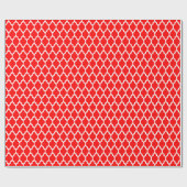 Helderrood wit Marokko Quatrefoil Patroon #4 Cadeaupapier (Vlak)