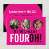 Helderroze 40e VIROH! Fotoverjaardagsuitnodiging Kaart (Voorkant / Achterkant)