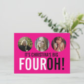 Helderroze 40e VIROH! Fotoverjaardagsuitnodiging Kaart (Staand voorkant)