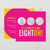 Helderroze 80e EIGHTOH! Fotoverjaardagsuitnodiging Kaart (Voorkant / Achterkant)