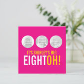 Helderroze 80e EIGHTOH! Fotoverjaardagsuitnodiging Kaart (Staand voorkant)