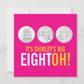 Helderroze 80e EIGHTOH! Fotoverjaardagsuitnodiging Kaart (Voorkant)