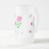 Helderroze aanjager Faux op wit Matglas Bierpul (Voorkant rechts)