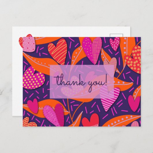 Helderroze Abstract Hartelijk dank Briefkaart (Voorkant / Achterkant)