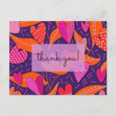 Helderroze Abstract Hartelijk dank Briefkaart (Voorkant)