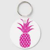 Helderroze anananas Button Sleutelhanger (Voorkant)