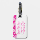 Helderroze ananas en bloem genaamd bagagelabel (Achterkant verticaal)