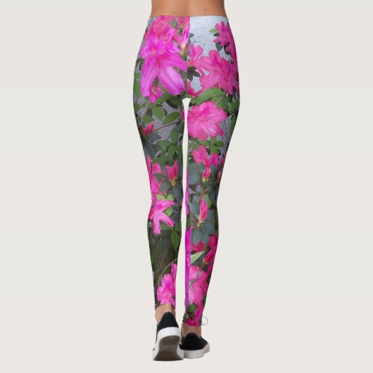 Helderroze Azaleas op leggings (Achterkant)