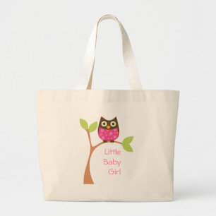 Helderroze Baby Owl Grote Tote Bag