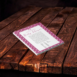 Helderroze Baby shower Word-spel opladen Notitieblok