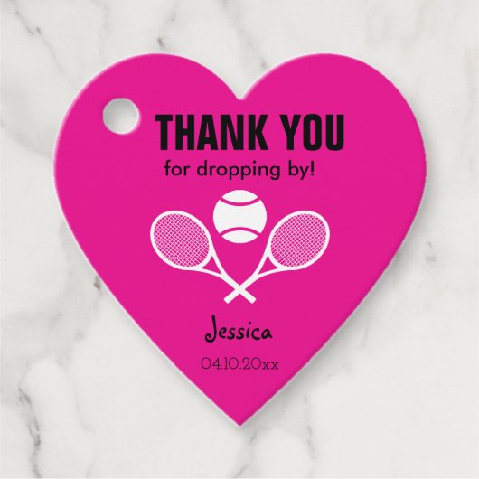 Helderroze bedankt voor je hartkloppingen bedankjes labels (Voorkant)