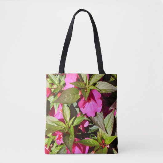 Helderroze Bezige Lizzie Bloemen Tote Bag (Voorkant)
