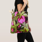 Helderroze Bezige Lizzie Bloemen Tote Bag (Dichtbij)